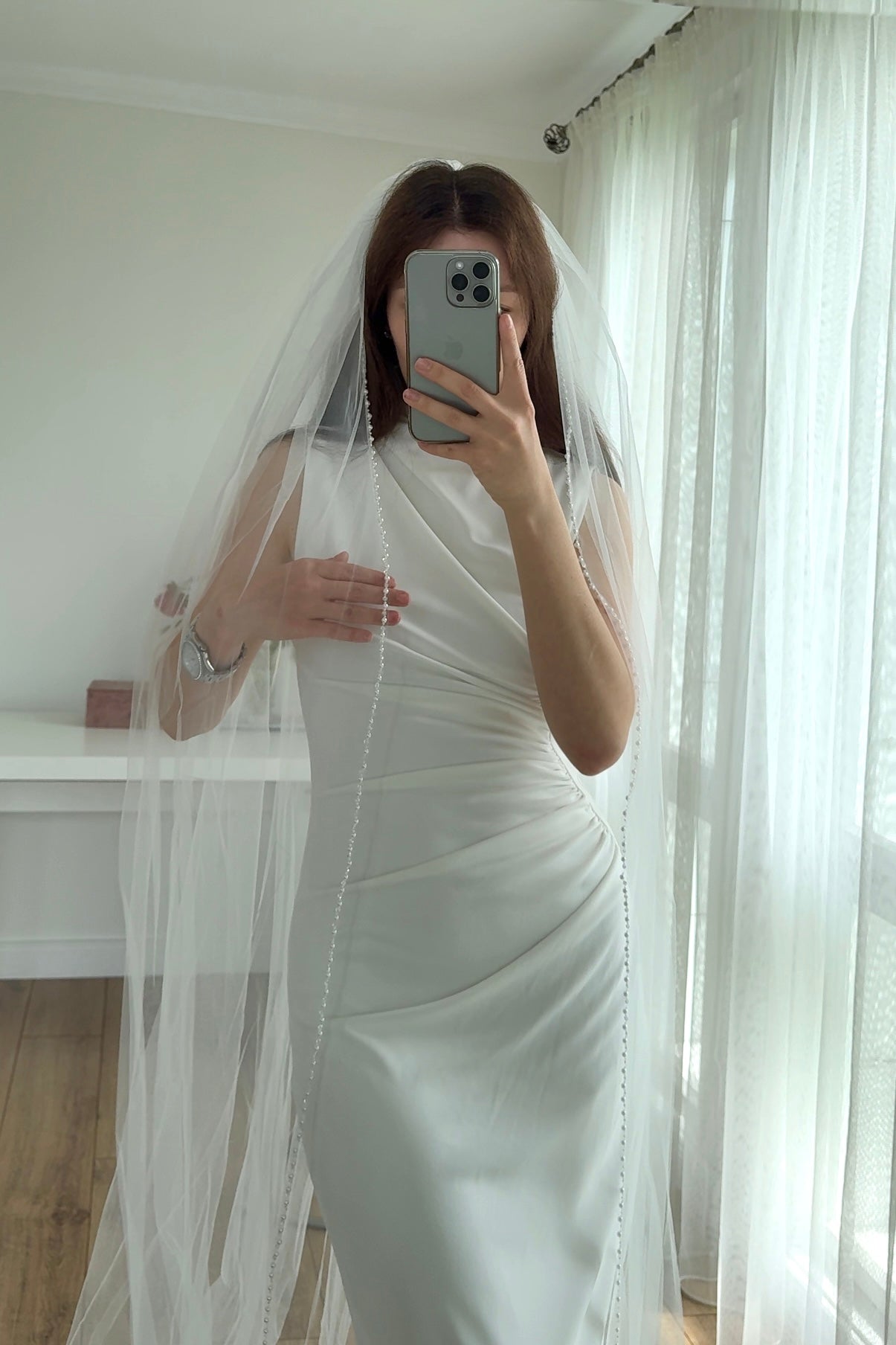 Voal pentru mireasă EVA cu dantelă 2,5 x 3 m Ivory