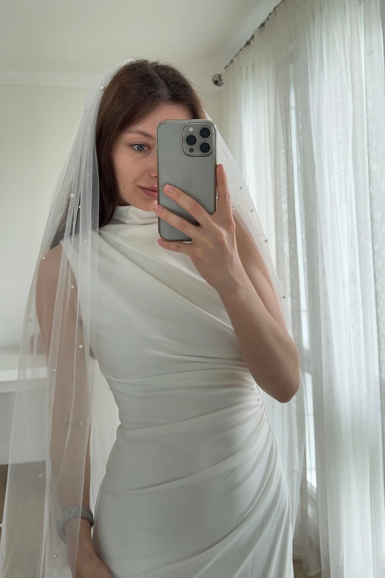 Voal pentru mireasă OPHELINE cu dantelă 3 x 3 m Ivory