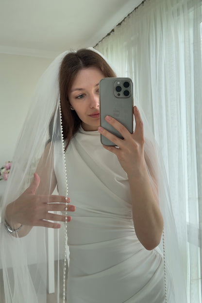 Voal pentru mireasă ELEVE cu dantelă 2,5 x 3 m Ivory