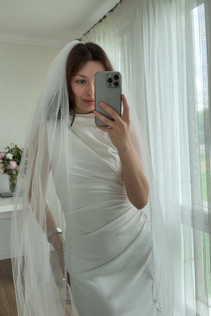 Voal pentru mireasă ELEVE cu dantelă 2,5 x 3 m Ivory